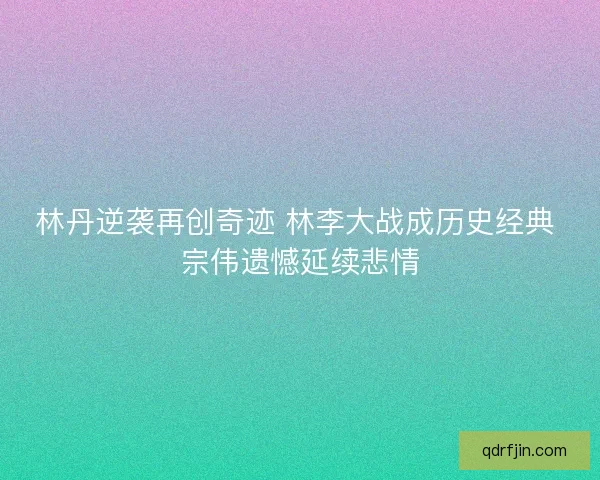 林丹逆袭再创奇迹 林李大战成历史经典 宗伟遗憾延续悲情