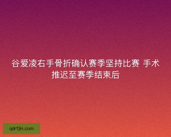 谷爱凌右手骨折确认赛季坚持比赛 手术推迟至赛季结束后